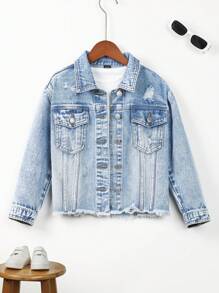 女童（大）牛仔夾克 & 外套 - 中等水洗藍 - 查看 1