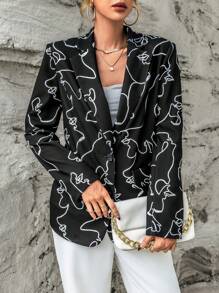 SHEIN Privé Blazer con estampado de figura abstracta con botón - Multicolor - Ver 6