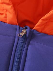 Young Boy Colorblock Hooded Padded Coat - Multicolor - View 6