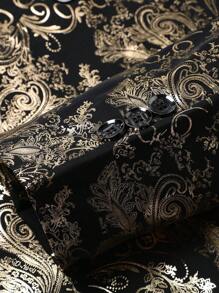 Manfinity Men 1pc Jacquard Shawl Collar Blazer & 1pc Suit Pants - Black - View 5