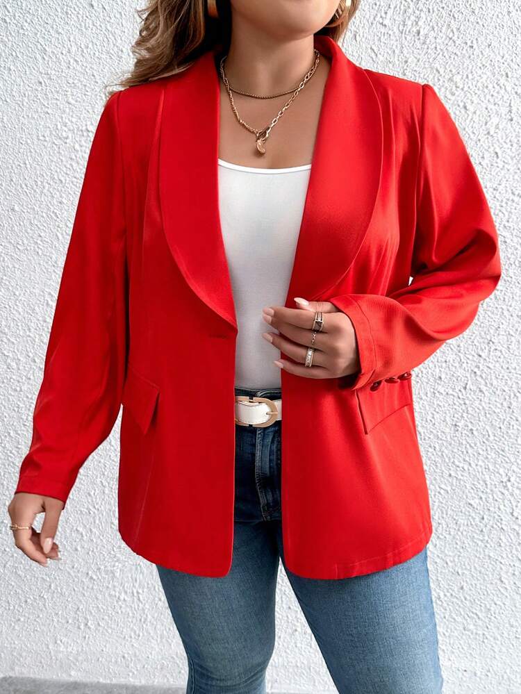 Plus Shawl Collar Single Button Blazer Fall Cloth For Women