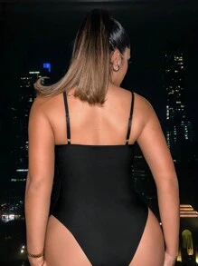 SHEIN SXY 水鑽細節吊帶連體衣 - 黑色 - 查看 2