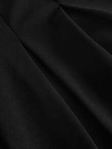 SHEIN MOD Off Shoulder Contrast Mesh Dress - Black - View 4