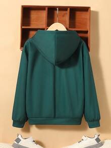 SHEIN Áo nỉ tay trễ vai in hình quân bài dành cho bé trai tuổi teen - màu xanh lá - Xem 2