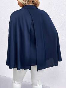 SHEIN Clasi Hơn Chất rắn áo tay cánh Nút phía trước Áo sơ mi - Màu xanh lam - Xem 2