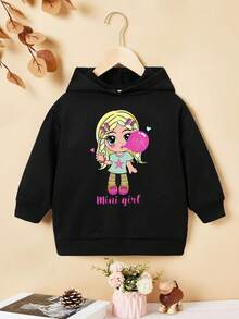 Baby Girl Letter & Figure Graphic Sweatshirt - Black - View 2
