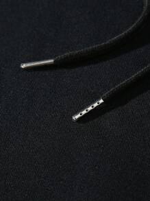 Nam Plus Khẩu hiệu & Hình ảnh Túi kangaroo Dây rút Áo hoodie ấm áp - màu đen - Xem 4