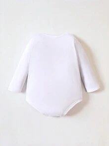 Bé trai sơ sinh Đồ họa Khẩu hiệu Áo liền quần chặt - trắng - Xem 2