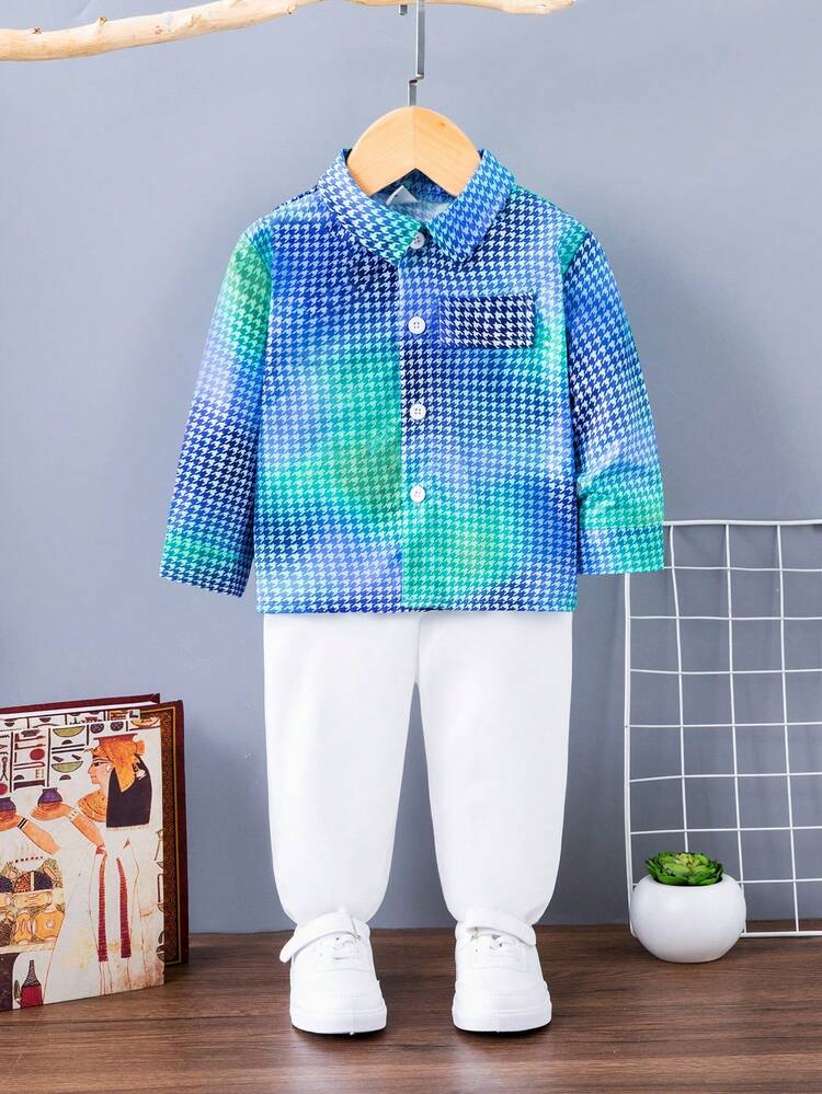 Baby Boy Houndstooth Print Shirt & Pants
