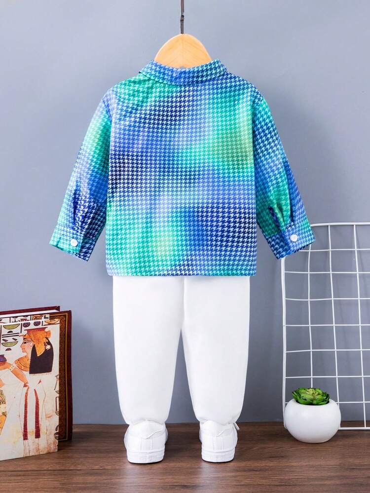 Baby Boy Houndstooth Print Shirt & Pants