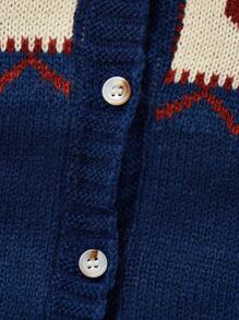 男嬰1入組聖誕圖案前紐扣針織連身褲適用於聖誕 - 藍色 - 查看 5