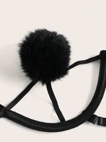 SHEIN Cut-out Pom Pom Decor Bra With Choker