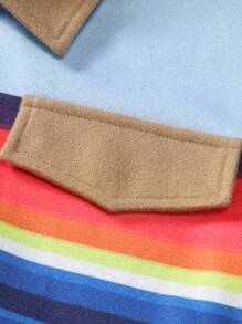 Manfinity Homme Men's Striped Print Loose Overcoat With Flap Detail - Multicolor - View 7