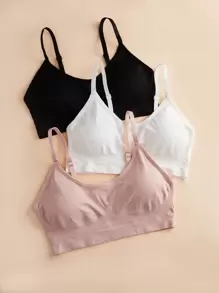 Shein Underwear&Sleepwear Basics 3 piezas bralette unicolor sin aros