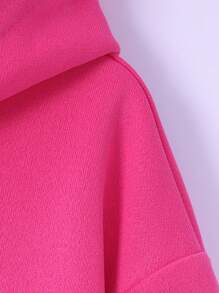 SHEIN Tween Girl Heart & Slogan Graphic Drop Shoulder Sweatshirt - Hot Pink - View 3