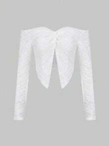 SHEIN Unity Top crop de hombros descubiertos girante delantero bajo asimétrico