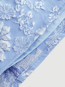 SHEIN MOD Taglie Forti Abiti floreale jacquard collo quadrato con manica a sbuffo con nodo dietro - Blu - Visualizzare 4