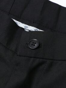 Manfinity Men 1pc Jacquard Shawl Collar Blazer & 1pc Suit Pants - Black - View 3