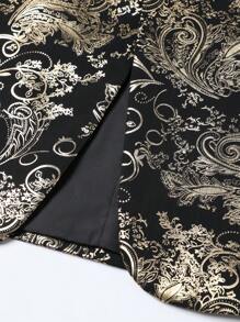 Manfinity Men 1pc Jacquard Shawl Collar Blazer & 1pc Suit Pants - Black - View 4