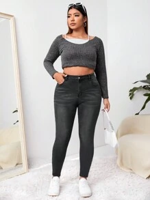 Firerie Große Größe Schmale Jeans mit hoher Taille,