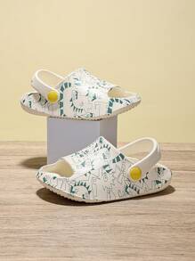 Sandalias blancas resistentes y perforadas con estampado de dinosaurios para niños, de gran - Blanco - Ver 3