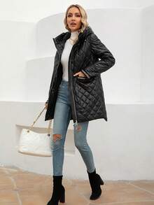 Abrigo acolchado con cremallera con capucha