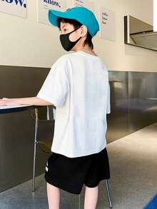 Tween Boy Letter Graphic Drop Shoulder Tee - White - View 4