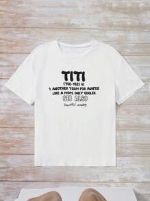 SHEIN Essnce Hơn Đồ họa Khẩu hiệu Áo thun - trắng - Xem 5