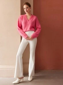 MOTF PREMIUM V領套頭毛衣 - 紅色 - 查看 4