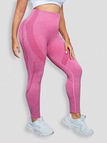 Easithlete Hơn Thắt lưng rộng Quần Xà cạp thể thao - Màu Hồng Tươi - Xem 6