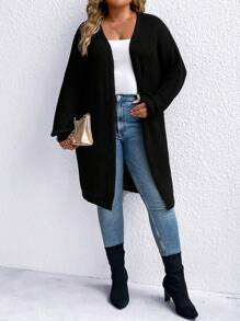 SHEIN LUNE Plus Letter Pattern Drop Shoulder Cardigan