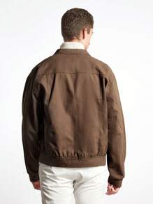 SHEIN Cottnline Men Flap Detail Drop Shoulder Jacket - Khaki - View 2