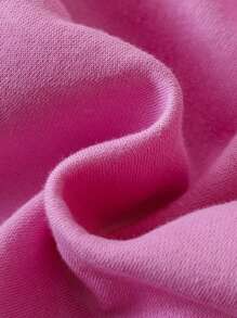 SHEIN Tween Girl Car & Slogan Graphic Drop Shoulder Thermal Sweatshirt - Pink - View 3