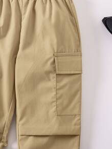 SHEIN Explorewe Young Girl Flap Pocket Cargo Pants - Camel - View 6