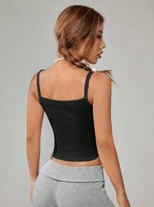 SHEIN EZwear Contrast Binding Cami Top - Black - View 2