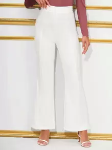 SHEIN BAE High Waist Flare Leg Trousers - White - View 1