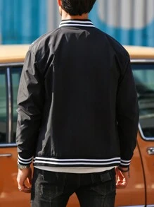 Manfinity Homme Veste De Baseball Pour Hommes À Imprimé Ailes Et Liseré Rayé