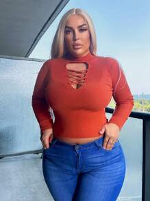 SHEIN SXY Taglie Forti Maglione ritagliato davanti