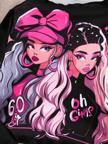 SHEIN Young Girl Figure Graphic Tee - White - View 3