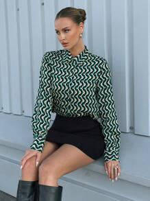 Maija 滿版印花前紐扣襯衫