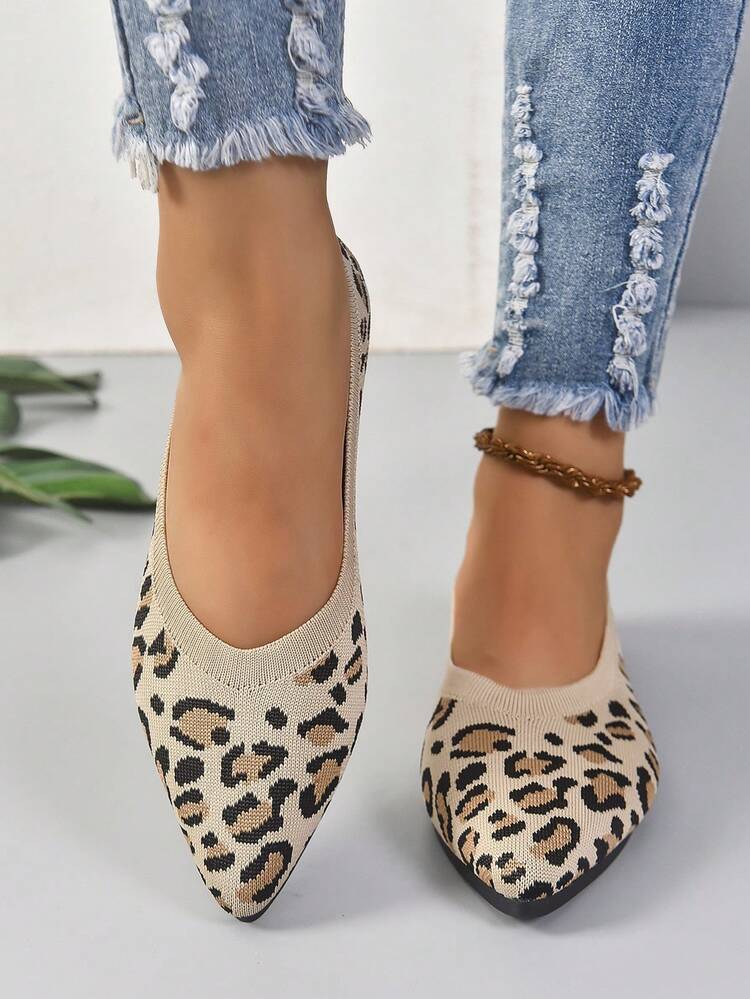 Của phụ nữ Đúng mốt Thoáng khí Dệt kim Pointed Toe Giày phẳng Cho công việc Và Giải trí Mặc - Nhiều màu - Xem 4