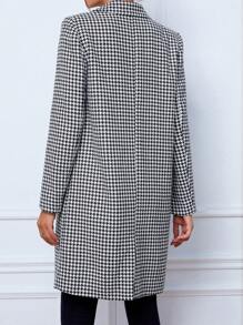 SHEIN Tall Houndstooth Print Double Breasted Overcoat - Multicolor - View 2