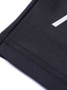 Manfinity Sport Corelite 男士對比面板運動款短袖POLO衫，適用於運動上衣 - 黑色 - 查看 2