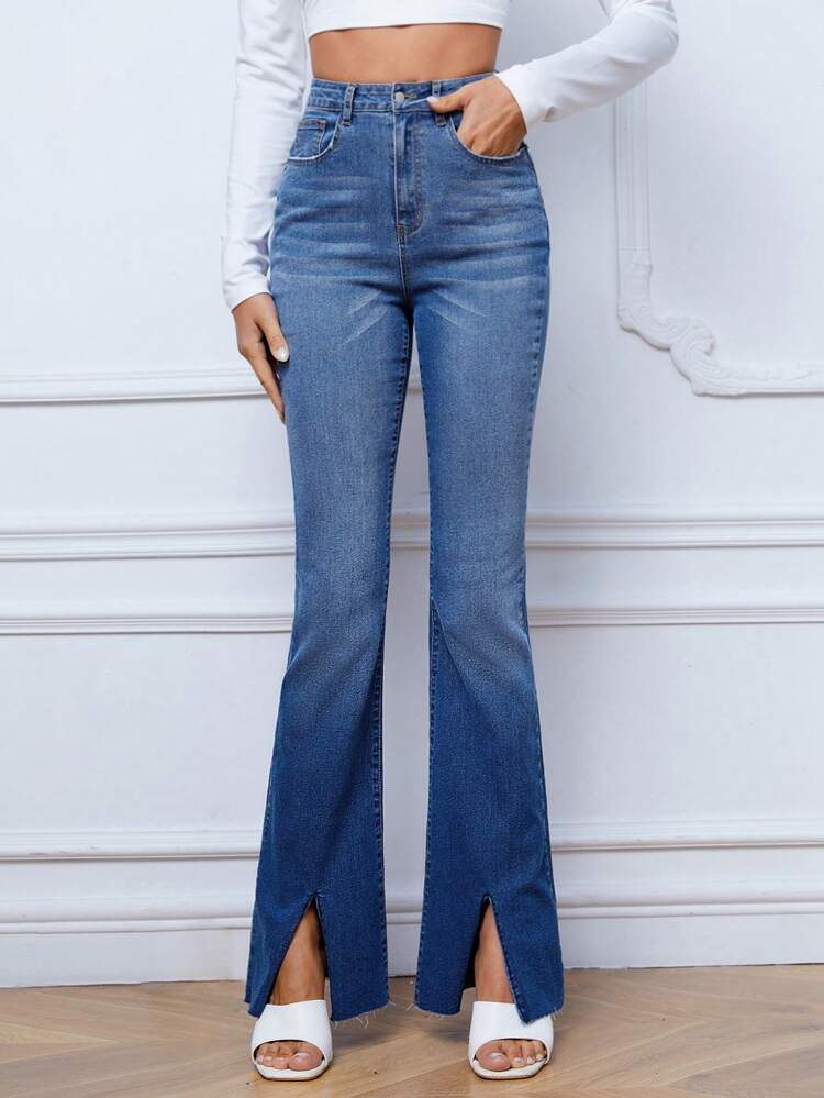 Split Hem Flare Leg Jeans