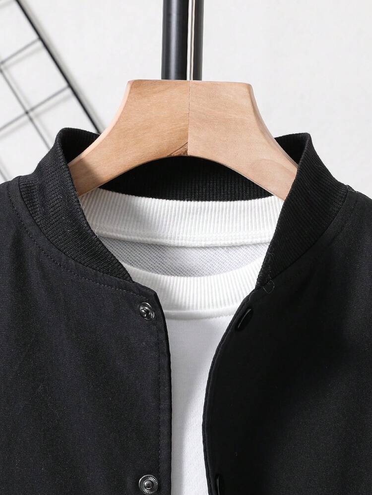 Tween Boy Letter Graphic Ombre Bomber Jacket Without Tee