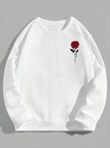 RueChic Sudadera con estampado floral para hombres en otoño e invierno