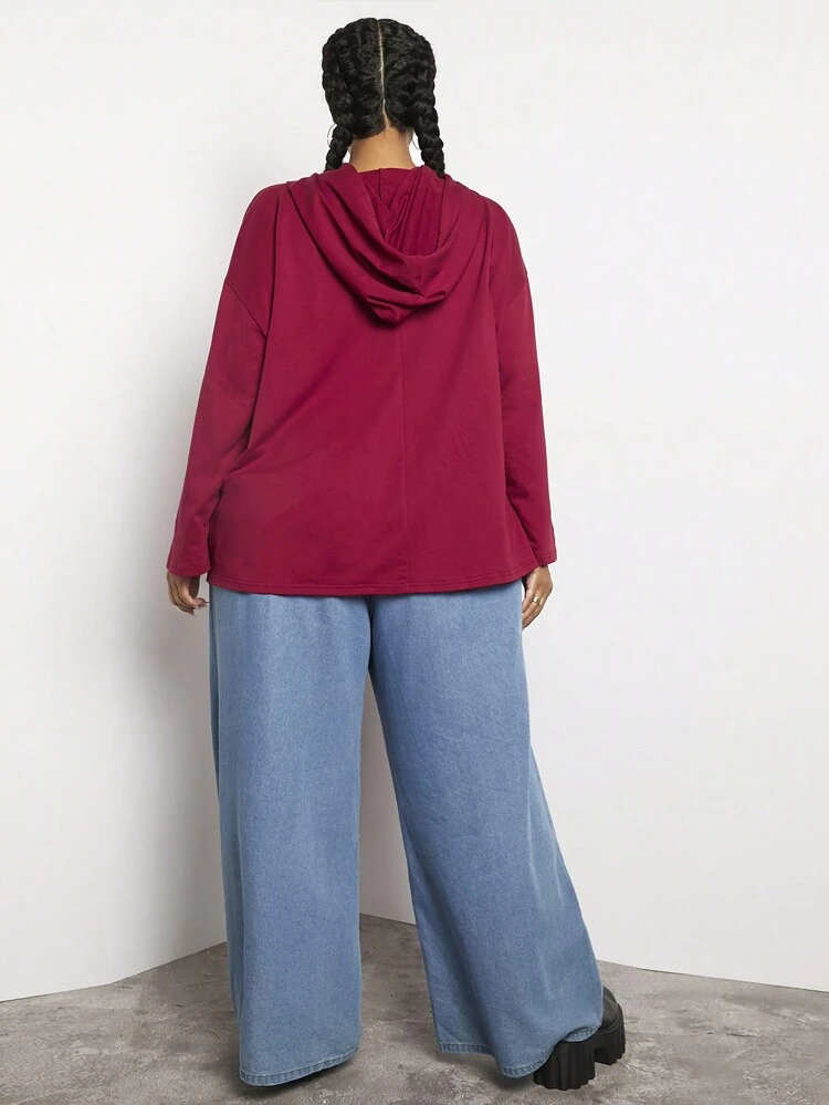Plus Size Slogan Graphic Drop Shoulder Sweatshirt