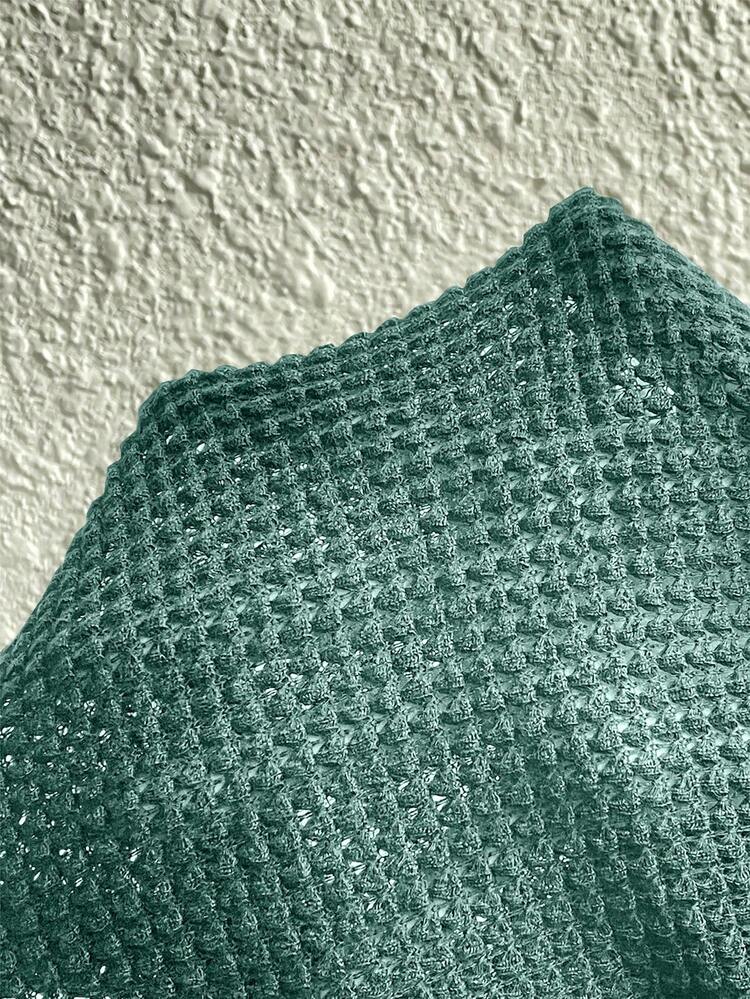 SHEIN VCAY 蝴蝶刺繡後網紗拼接蝙蝠袖T恤 - 墨綠色 - 查看 7