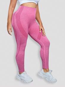 Easithlete Hơn Thắt lưng rộng Quần Xà cạp thể thao - Màu Hồng Tươi - Xem 5