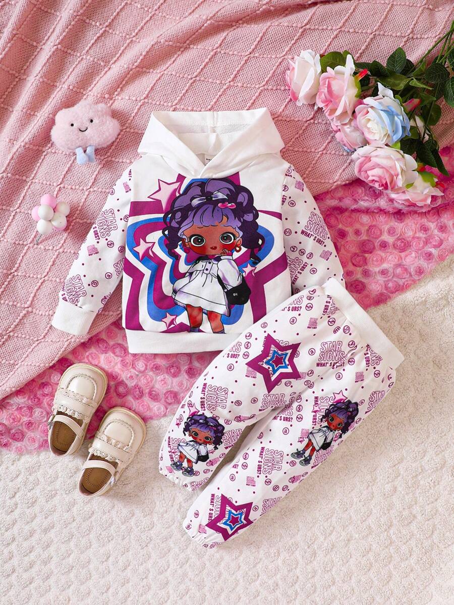 Áo hoodie & quần thể thao họa tiết hoạt hình bé gái - Nhiều màu - Xem 1